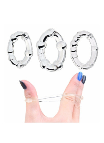 Pack 3 cockring transparents avec billes - CR-COR005CLE